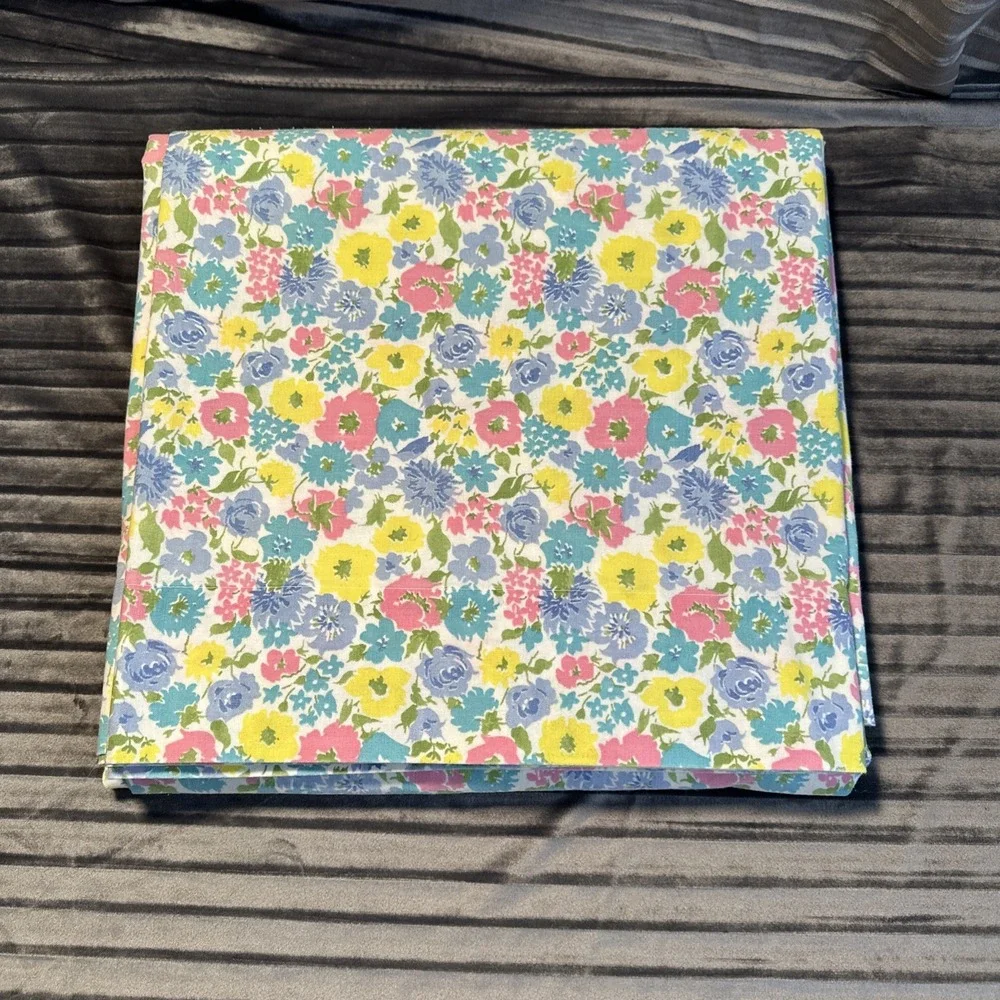 2 Dantrel Muslin By Dan River Twin Flat Sheets Shabby Granny Floral Unhemmed